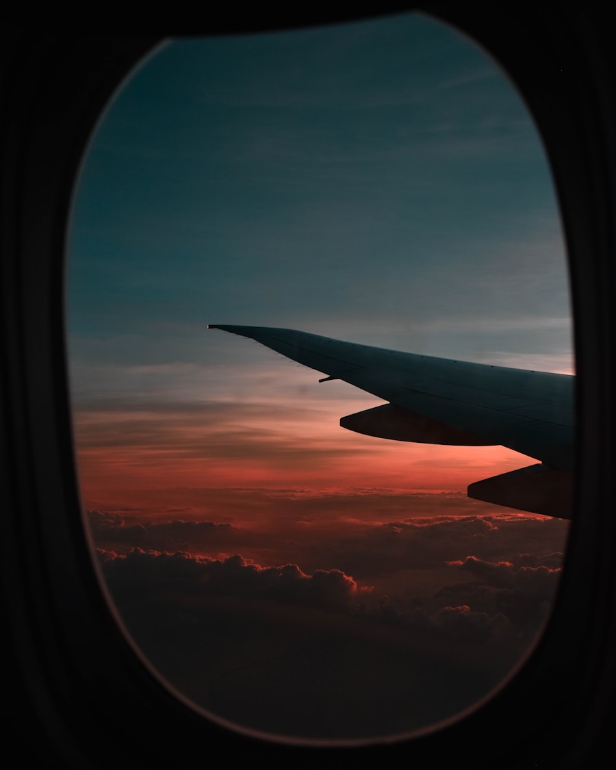 Dusk clouds through a cabin window